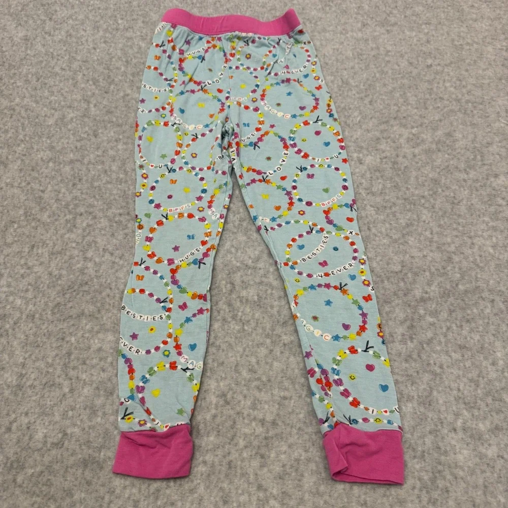 Little Sleepies Besties Friendship Bracelet Bamboo Pajama Set Blue Pink 4T
